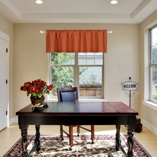 Vista 33 de DECOVSUN Cenefa morada para ventanas de 60 x 18 pulgadas, aislamiento térmico sólido, bolsillo para cortinero, cenefa corta para cocina, cenefa