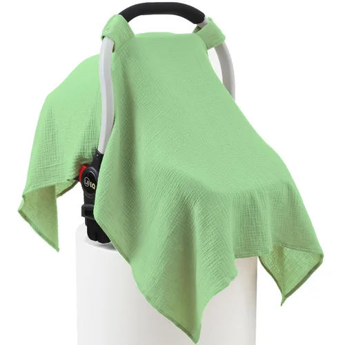 Vista 12 de Funda de asiento de automóvil 100% muselina de algodón para bebé, cubierta de toldo para asiento de automóvil, fundas de ajuste universal para niños