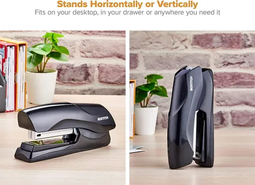 Vista 7 de Bostitch Grapadora de oficina resistente, grapadora de 40 hojas para escritorio, tira completa, incluye 1260 grapas, color negro
