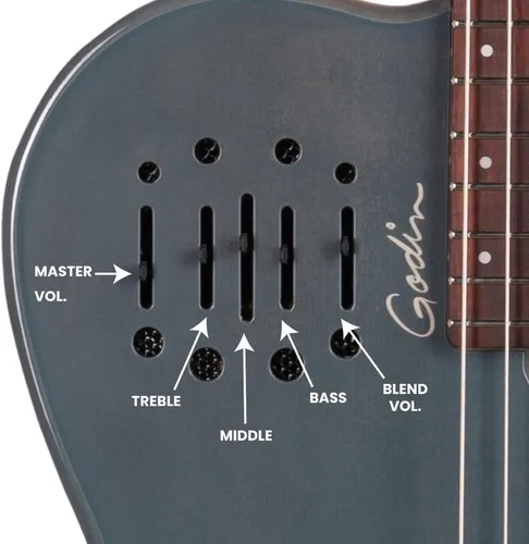 Vista 8 de Godin Guitarra eléctrica de cuerpo hueco de 6 cuerdas, derecha, azul Arctik (052387)
