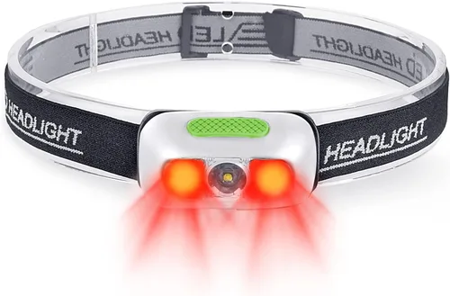 Linterna frontal recargable, ultra brillante de 500 lúmenes, 5 modos de iluminación con luz roja, IPX4, impermeable, correa ajustable, linterna para