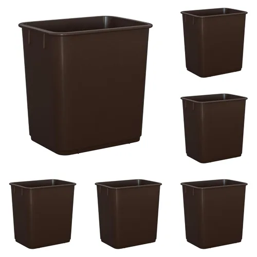 Vista 23 de Cubo de basura rectangular beige de 13 cuartos de galón / 3 galones para dormitorio, oficina, baño, se adapta debajo del escritorio