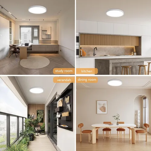 Vista 8 de 4PK - Lámpara de techo LED empotrada de 12 pulgadas, 24 W, 2520 LM, 3000 K/4000 K/6000 K CCT seleccionable, luz de techo LED súper delgada, cerca