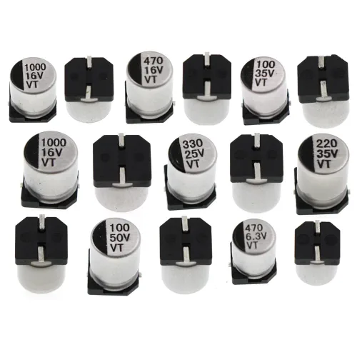 Vista 7 de 1500pcs Lote 1UF-1000UF 6.3V-50V 36 Valor SMD Aluminio Electrolíticos Capacitores Surtido Kit con Caja 1500 piezas