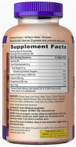Vista 3 de Kirkland Signature - Gomitas masticables de calcio con vitamina D3 para adultos, 120 unidades x 1 botella