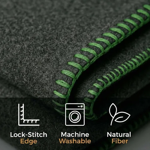 Vista 2 de Manta de Lana para Acampada – 70% Lana Resistente de Servicio Pesado Estilo Militar, Cálida y Lavable, Manta Ignífuga para Emergencias