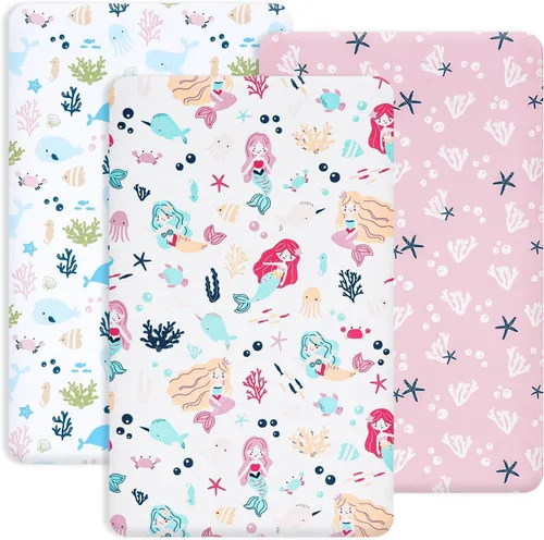 Vista 12 de PHF Paquete de 4 sábanas suaves de dinosaurio para cuna, cómodas sábanas transpirables para niños y niñas, 28 x 52 pulgadas, se adapta a colchones