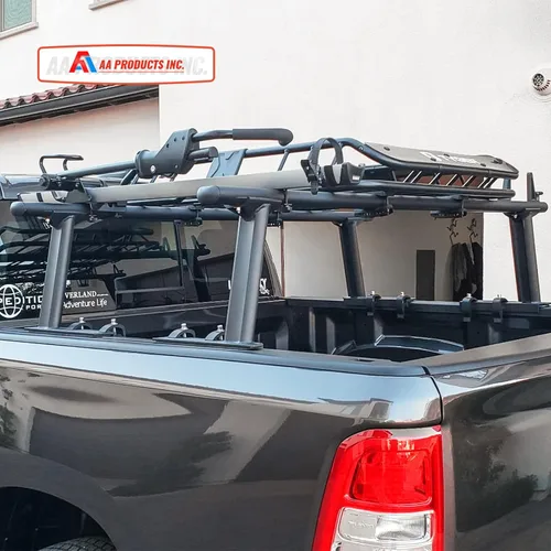 Vista 8 de AA-Racks Modelo APX2502-BLK - Escalera de aluminio para camioneta de perfil bajo con topes de carga