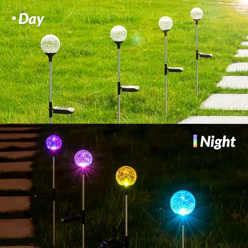 Vista 3 de SOLPEX Paquete de 6 luces solares de jardín, luces solares decorativas para exteriores, luces solares de globo para exteriores impermeables