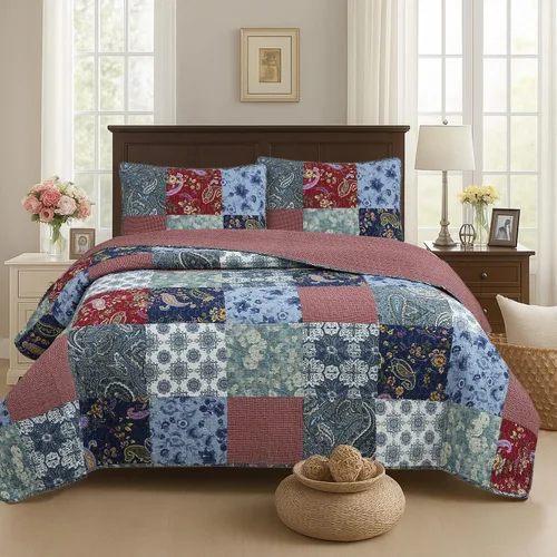Vista 12 de Cozy Line Home Fashions True Patchwork Lodge - Juego de ropa de cama reversible de cabaña rústica, colcha (Moose, individual, 2 piezas)