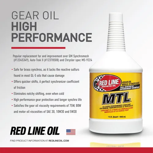 Vista 3 de Lubricante Red Line 50204 MTL 70 W-80 GL-4 para transmisión manual y caja de cambios