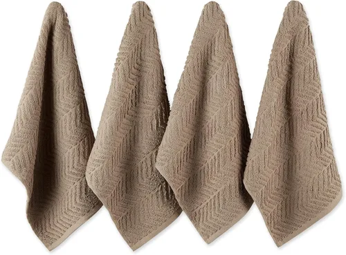 Vista 10 de DII Luxury Barmop Collection - Juego de toallas de cocina Chevron, 16 x 19, rojo granero, 4 piezas