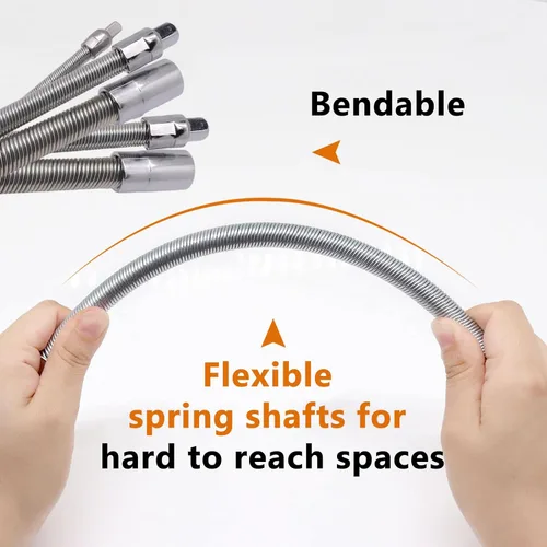 Vista 5 de Juego de barras de extensión de dado flexible de 1/2", extensión de llave inglesa flexible, mango de extensión de dado de 2 piezas