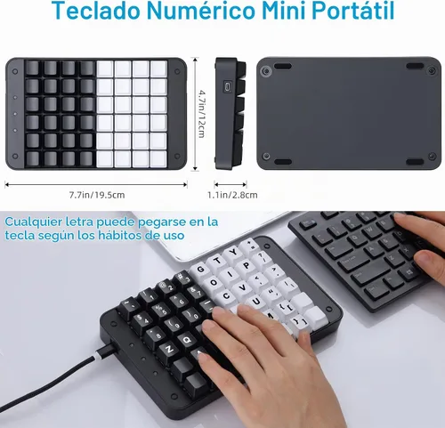 Vista 6 de Teclado mecánico para juegos Koolertron con una mano