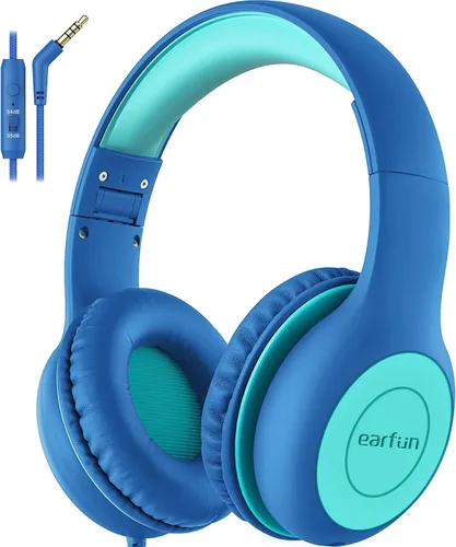 Vista 12 de EarFun K1 - Auriculares para niños con cable con micrófono, 85/94 dB de límite de volumen para niños, auriculares portátiles con cable con puerto