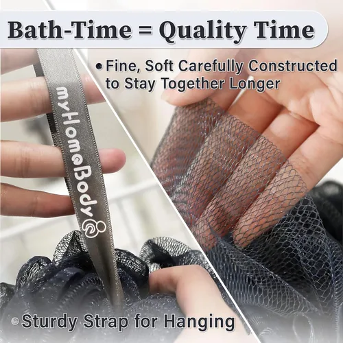 Vista 3 de myHomeBody Esponja grande de lufa de 2.47 onzas, exfoliante corporal, esponja de baño, esponja para mujeres, hombres, esponja exfoliante con carbón