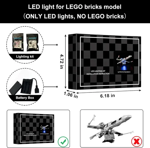 Vista 2 de Vaodest Luz LED para Lego 75355 Star Wars X-Wing Starfighter, diseño y configuración compatible con el modelo 75355