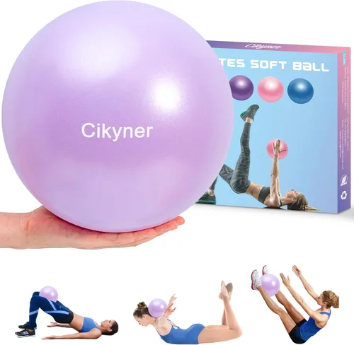 Vista 7 de Cikyner Pelota de pilates suave, pequeña pelota de ejercicio de 9.1-9.8 in, mini pelota de gimnasio con popote inflable, adecuada para pilates