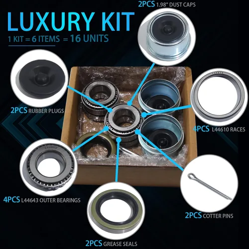 Vista 4 de 2 juegos de kits de rodamientos L44643 / L44610 para ejes de remolque de barco de 1 pulgada para ejes de 2000-2200LB, con sellos de grasa 12192TB