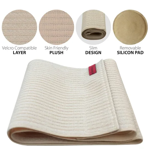 Vista 3 de ORTONYX Cinturón de hernia umbilical prémium para hombres y mujeres, carpeta abdominal de 10.25 pulgadas con almohadilla de soporte para hernia