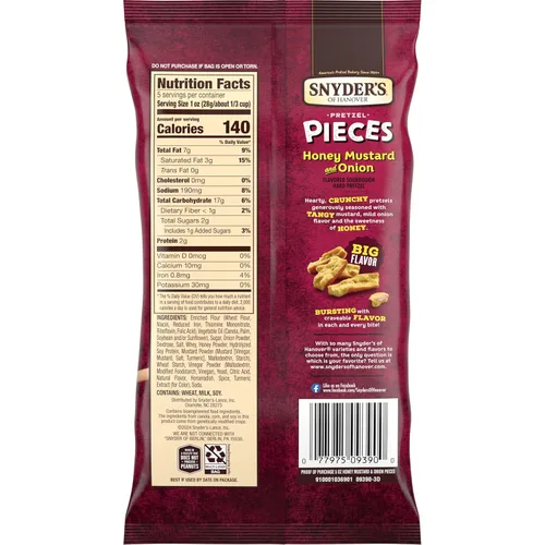Vista 4 de Snyder's of Hanover Pretzel Pieces, mostaza de miel y cebolla, 5 onzas (paquete de 8)
