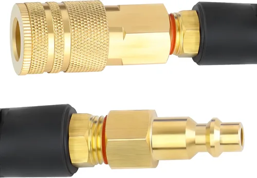 Vista 4 de GASHER Manguera de aire de retroceso de poliuretano de 1/4 "x 50FT con restrictor de curva, acoplador rápido industrial de 1/4" y enchufe