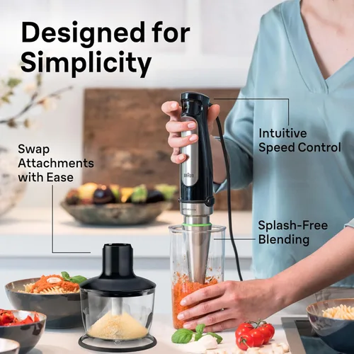 Vista 3 de Braun MultiQuick 7 3-in-1 Immersion Blender with Food Processor – Powerful Handheld Electric Stick Blender - Emulsifier for Chopping, Beating &