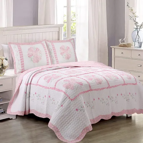 Vista 16 de Cozy Line Home Fashions - Juego de ropa de cama reversible de 100% algodón con diseño de patchwork real, estilo cottage francés, floral, colcha
