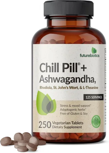 Vista 7 de Futurebiotics Chill Pill + Ashwagandha, Rhodiola, hierba de San Juan y L-teanina, sin OMG, 120 tabletas vegetarianas