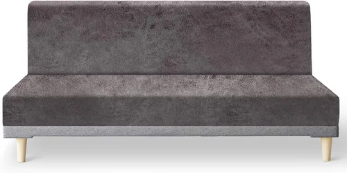 Vista 37 de molasofa - Funda elástica para futón de aspecto de cuero, cubierta para sofá sin brazos, protector de muebles con parte inferior elástica, funda