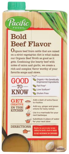 Vista 4 de PACIFIC FOODS: Caldo de carne orgánico bajo en sodio, 32 oz (paquete de 2)