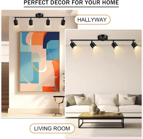 Vista 6 de Accesorios de iluminación de pista de techo negro, accesorio de iluminación de cocina, kit de luz de pista de 4 luces de 30", luces de techo LED