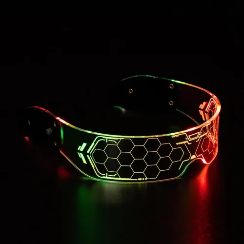 Vista 2 de Fency Light Up Glasses, LED Glasses for Adults, Cyberpunk Glasses for Cosplay Halloween Bar Club Party