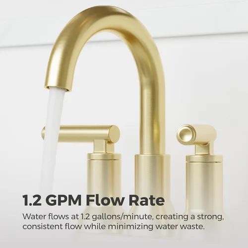 Vista 8 de Pfister Capistrano LF048CSOBG - Grifo para lavabo de baño, centro de 4 pulgadas, 2 asas, 3 agujeros, certificado NSF, acabado dorado cepillado