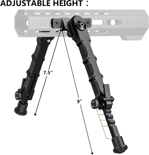 Vista 3 de CVLIFE Bípode de rifle de 7.5 a 9 pulgadas compatible con bípode de riel M con eslinga de rifle de dos puntos para rifle, ajustable, plegable, se