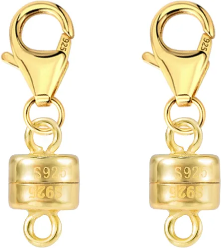 Cierres y cierres magnéticos para collares, 2 piezas de plata de ley 925 con cierre magnético para collares, convertidor chapado en oro, conector de