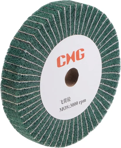 uxcell Rueda de pulido de grano 240 de 5.906 in x 0.984 in, rueda de pulido no tejida de tela abrasiva de alambre de nailon para acero inoxidable,