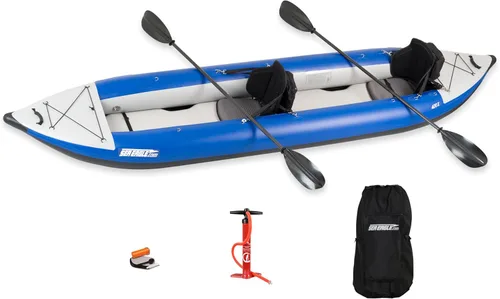 Vista 9 de Sea Eagle 420X Explorer - Kayak inflable - pesca, excursión, camping, exploración y riego blanco, auto-fianza, skeg extraíble, piso de punto de caída
