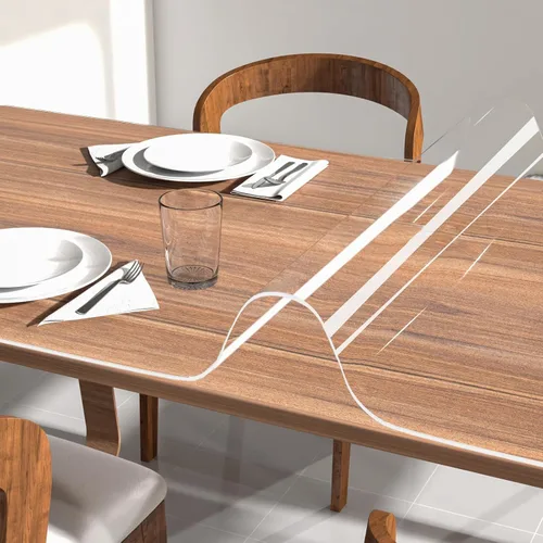 Vista 9 de NATRKE Vade de escritorio transparente grande, 27.6"x15.7" de plástico, protector de escritorio para computadora, tapete de PVC con bordes redondos