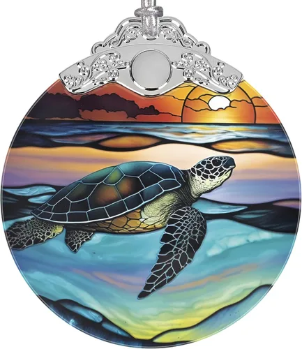 Vista 12 de Adorno de luz de luna azul, adornos de Navidad, decoraciones de Navidad para árbol, adorno de vitral, recuerdo de reliquia, intercambio de regalos