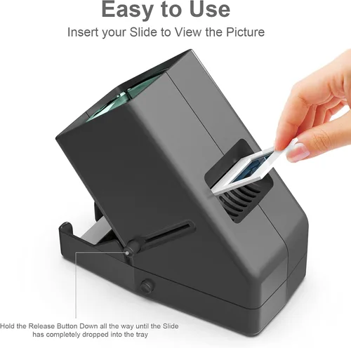 Vista 4 de DIGITNOW! Visor de diapositivas y película de 35mm, magnificación de 3X LED iluminado con visualización, USB alimentado/operación con batería