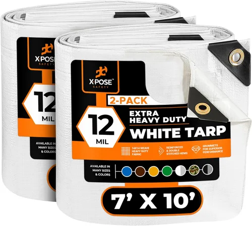 Vista 88 de Xpose Safety Lona protectora de polietileno plateado resistente de 5 x 7 pies - Funda protectora multiusos - Duradera, resistente al agua