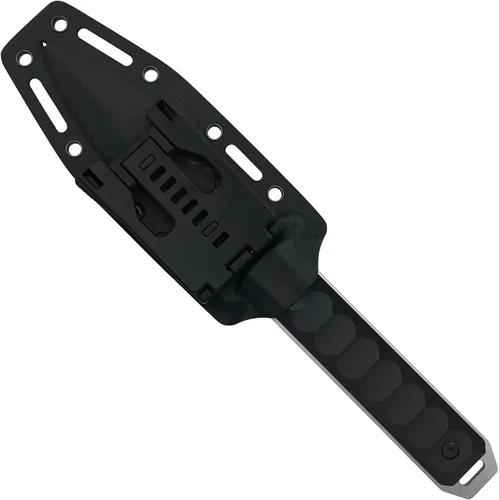 Vista 4 de Cuchillo táctico, cuchillo de caza, cuchillo de supervivencia, hoja de punta de lanza D2, mango G10, funda Kydex, clip Molle, cuchillos de hoja