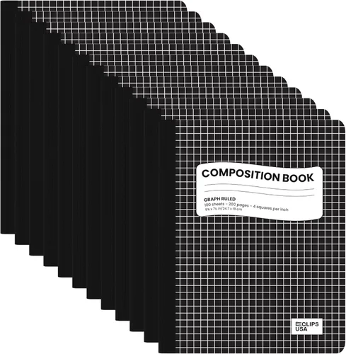 Vista 10 de Cuadernos de composición, cuadriculados, cuaderno de composición de papel gráfico, cuaderno de composición gráfico, 100 hojas, 9.75 x 7.50 pulgadas
