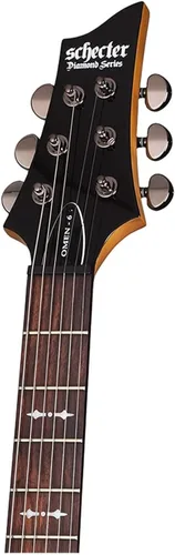 Vista 5 de Schecter Omen-6 - Guitarra eléctrica de 6 cuerdas (mano derecha, negro) paquete con funda protectora de transporte para guitarra eléctrica