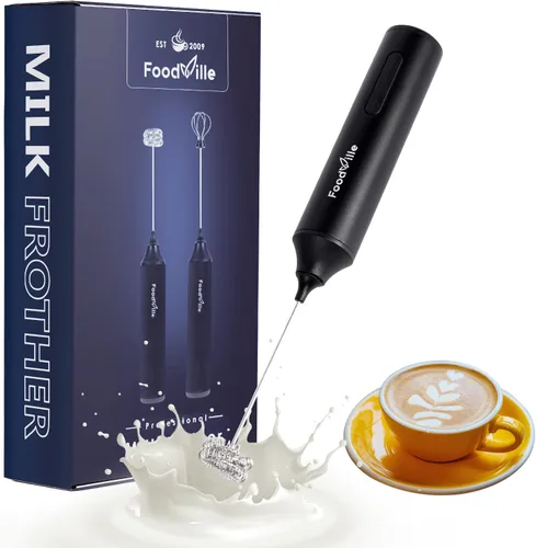 Vista 11 de FoodVille MF05 Espumador de leche recargable con carga USB, máquina de espuma de mano con batidor de globo inoxidable para capuchino, café