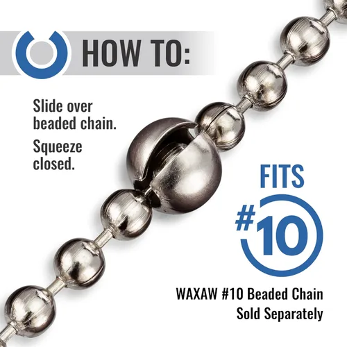 Vista 2 de Tope de cadena de cuentas de 0.276 in (paquete de 12) para tamaños #6, #8 o #10 Cadena de bolas fabricada en Estados Unidos