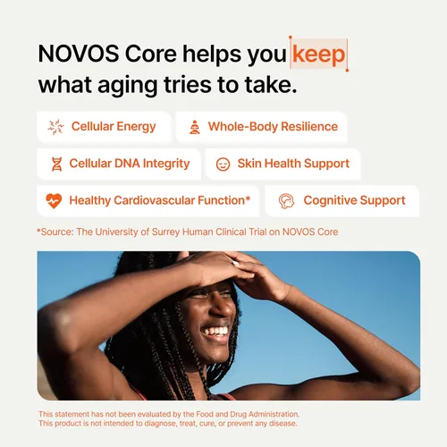 Vista 7 de Novos Core Longevity - Mezcla de bebida de suplemento, naranja, 30 porciones