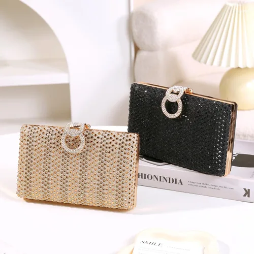 Vista 3 de Dreubea Bolso de mano brillante para mujer con diamantes de imitación