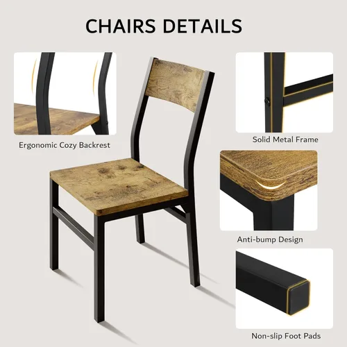 Vista 18 de iPormis Juego de mesa de comedor de 7 piezas con 6 sillas, mesa de cocina extensible de 63 pulgadas y sillas para 4-6, mesa de comedor con marco